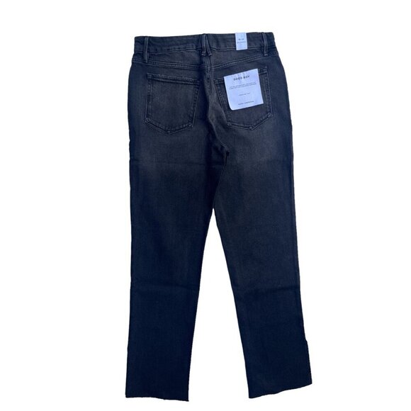Good American Good Boy Straight Leg Jeans Black Distressed Knee Size 2 - Picture 4 of 16